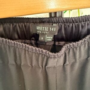 Lafayette 148 elastic waist Black crepe Pants, satin trim